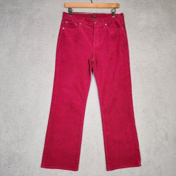 J.Crew Pants Women 29 Pink Corduroy Stretch High-Rise Straight Leg Classic Retro - Picture 1 of 11